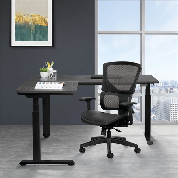 Black Vertical Matrix Back and Seat on Black Fabric