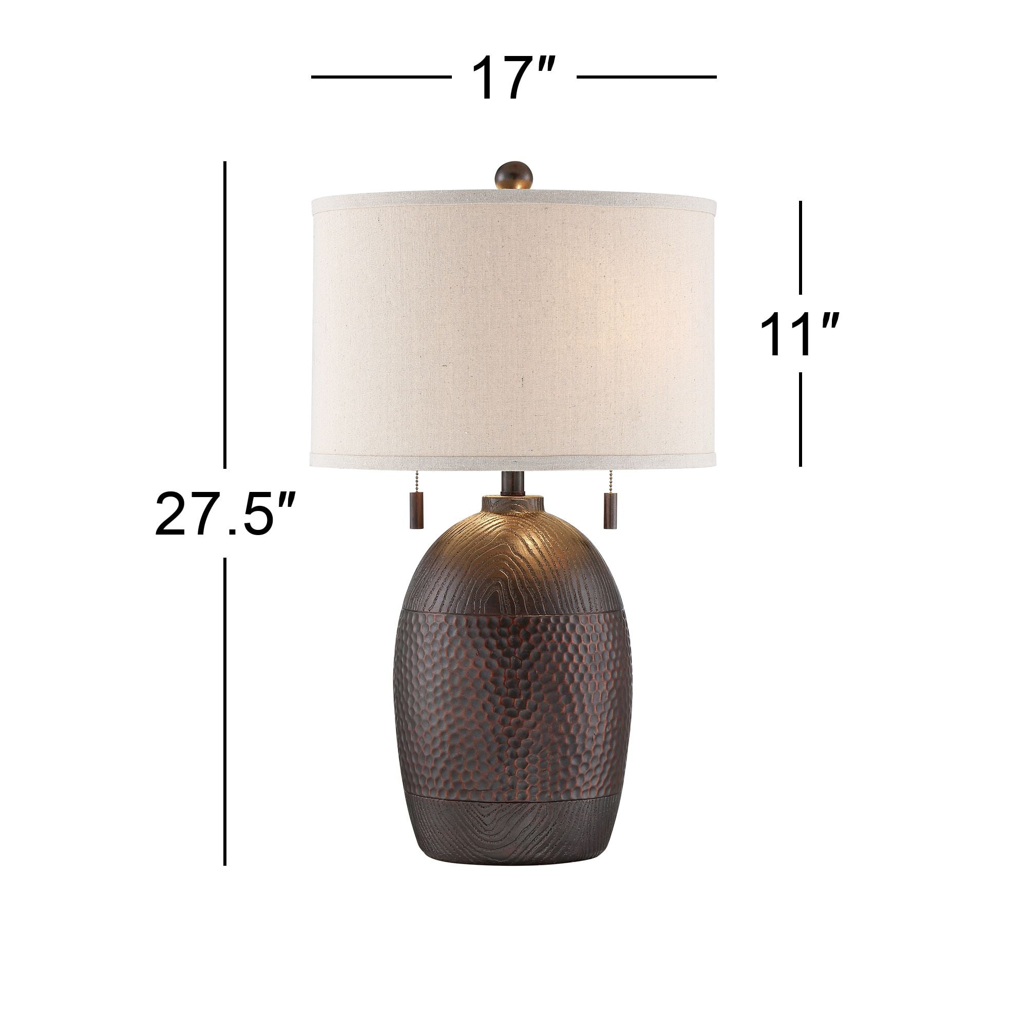 Franklin Iron Works Byron 27 1/2" Tall Farmhouse Rustic Country Cottage Table Lamps Set of 2 Pull Chain Brown Living Room Bedroom