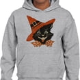 thumbnail image 2 of Vintage Witch Cat Hoodie Sweatshirt Unisex Small Grey, 2 of 5