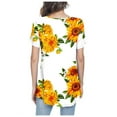 thumbnail image 4 of UMfun Women's Crew-Neck Short Sleeve Print Tops Hide Belly Tunic Shirts Dressy Casual Flowy Blouse Yellow 2XL, 4 of 6