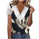 thumbnail image 4 of Playera Corte clásico Gibobby para Mujer Encaje cuello en V manga corta estampado Floral Casual, 4 of 4