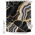 thumbnail image 2 of Black Marble Waterproof Fabric Shower Curtain,Grey Gold Texture Vintage Farmhouse Art Waterproof Fabric Shower Curtain for Bathroom Curtains Bathtubs Hotel Shower Curtains with 12 Hooks Long 72x78in, 2 of 8