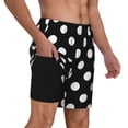 thumbnail image 2 of Naloa Black and White Polka Dot Print Men Swim Trunks with Compression Liner ,Board Shorts,Men's Swim Shorts with Drawstring and Elastic Waistband-X-Large, 2 of 6