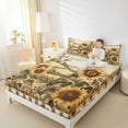 thumbnail image 4 of Manfei Yellow Sunflower Flower Twin Sheet Sets,Rustic Farmhouse Cabin Twin Fitted Sheet,Country Floral Flat Sheet For Kids,Ultra Soft Home Decor,3 Pieces, 4 of 7