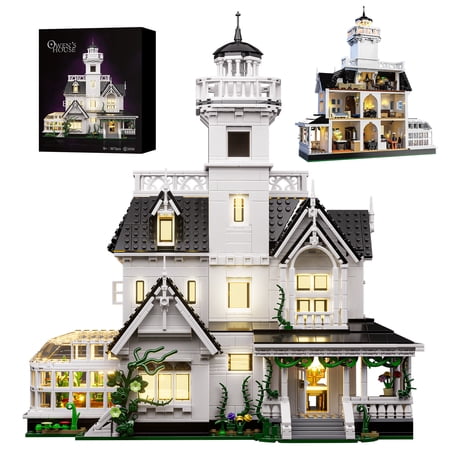 Magic House Building Blocks Set with LED Light,Owens House Model Toys Creator Architecture Horror House Blocks Home Office Decor Gift for Adults (1877PCS)