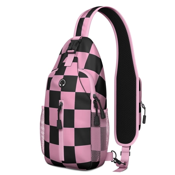 Sac à Dos en Bandoulière à Carreaux Style Ferme Rustique, Sac de Jour Bandoulière Antivol pour Hommes et Femmes, Sac Léger avec Motif Fusion à Carreaux et à Rayures pour Voyage et Usage Quotidien