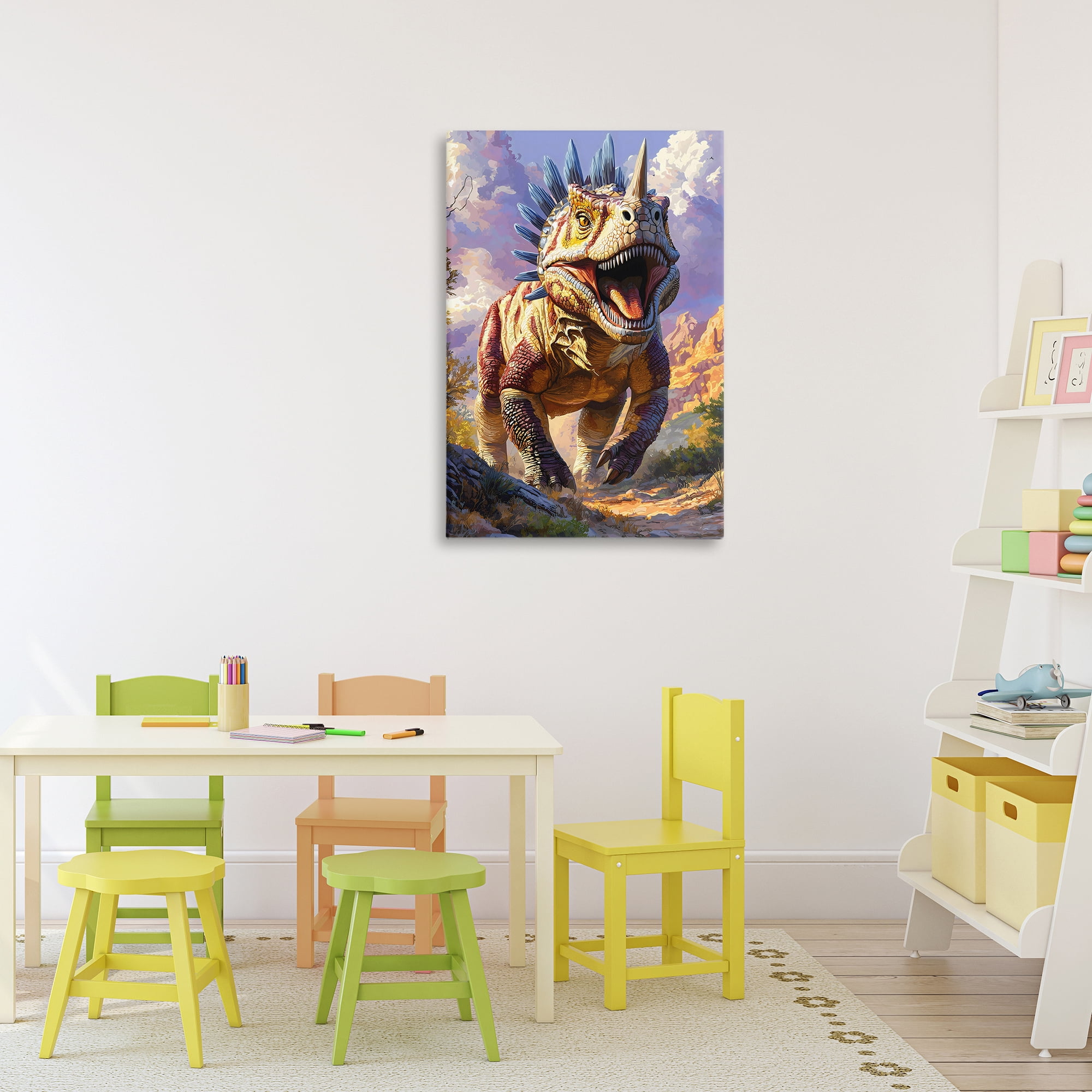 Stupell Industries Fierce Horned Dinosaur Canvas Wall Art, design by Creative Studio