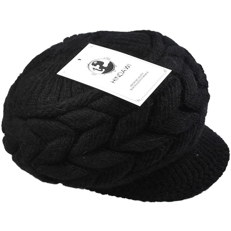 Women Winter Warm Knit Hat Wool Snow Ski Caps with Visor  display picture 1