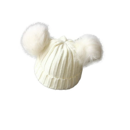 

Liangchenmei Warm Kids Boys Girls Winter Hat with Pom Pom Ears Elastic Knitted Toddler Beanie Hats for Girls Boys