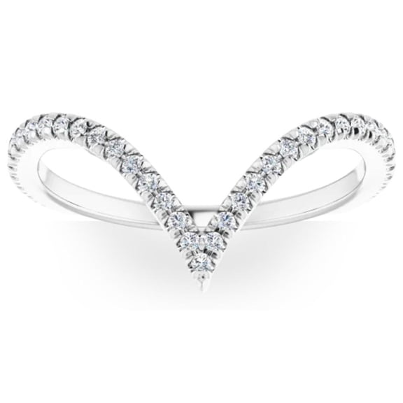 Pompeii 1/4Ct Diamond V Shape Ring Contour Stackable Band in White, Yellow, or Rose Gold