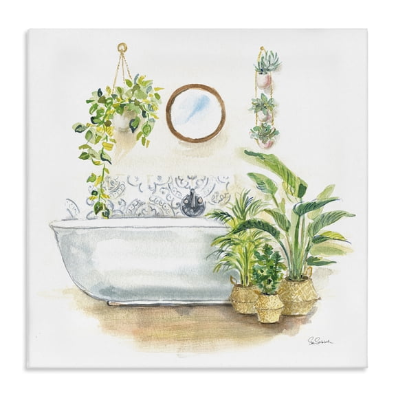 Stupell Industries French Country Home Interior Bathroom Tub Canvas Art, 24 x 24, by Sue Schlabach
