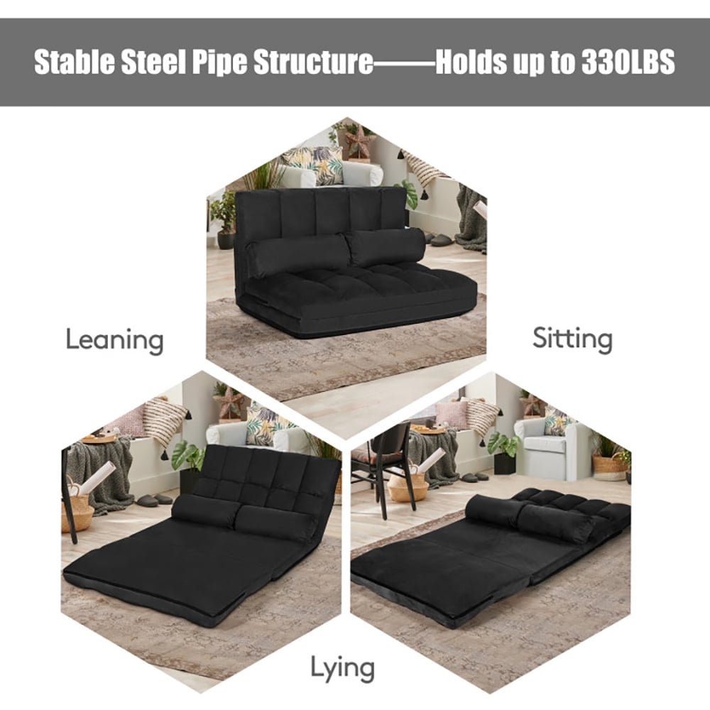Finihen Fold Sofa Bed, Fold Out Couch, 6-Position Foldable Floor Sofa Bed with Detachable Cloth Cover, Washable Cover, Black Finihen Fold Sofa Bed, Fold Out Couch, 6-Position Foldable Floor Sofa Bed with Detachable Cloth Cover, Washable Cover, Black