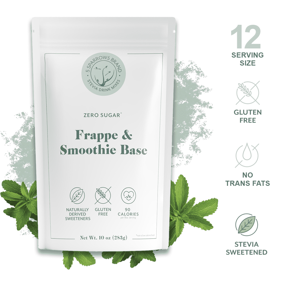5 SPARROWS Healthy Sugar-Free Frappe Mix Powder, Milkshake & Smoothie Mix Base - Stevia-Sweetened, Zero Sugar Creamer, Keto-Friendly Drink Mix, 10 oz