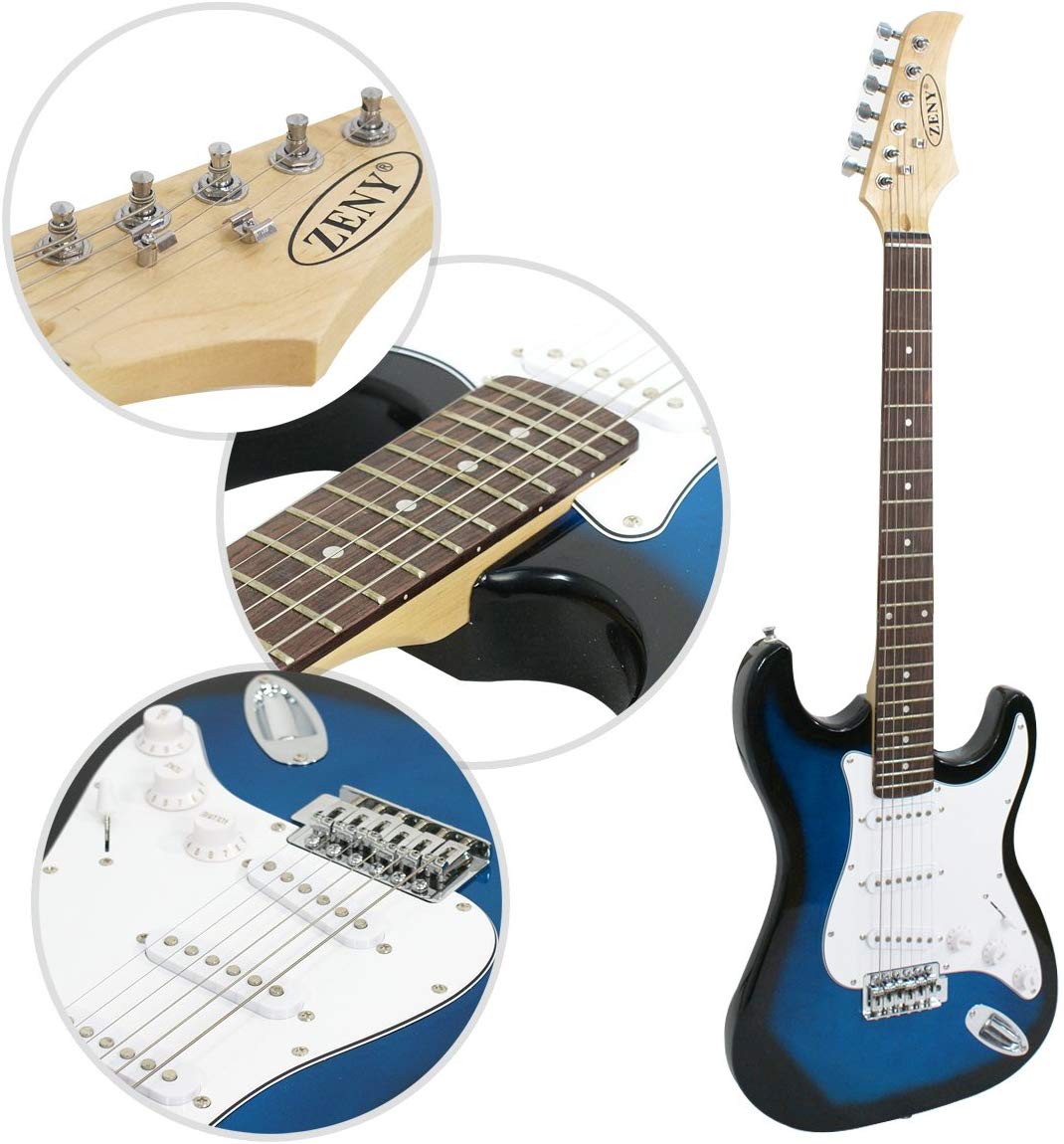 ZenStyle 39in Full Size Electric Guitar Starter Kit Blue photo 2