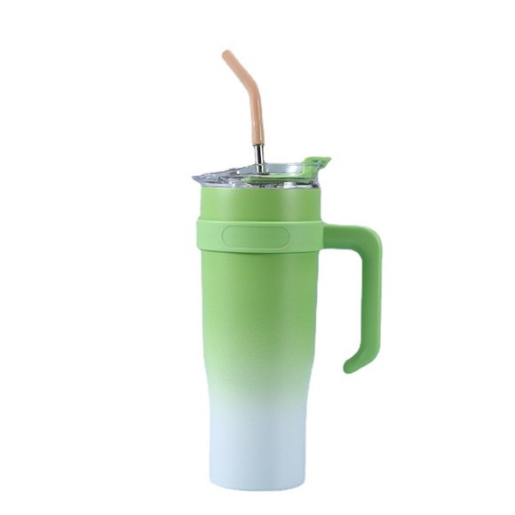 Water Cup with Straw and Lid High-Capacity 40Oz Handle Cup, Stainless Steel Insulation Cup, Cold Insulation Vacuum Car Mounted Straw Handle, Car Water Cup Cold Cups with Lid and Straw