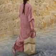thumbnail image 3 of EIMELI Robe d'Été pour Femmes Nouvelle Robe Longue en Coton et Lin Rayé Teint en Fil Gris G, 3 of 6