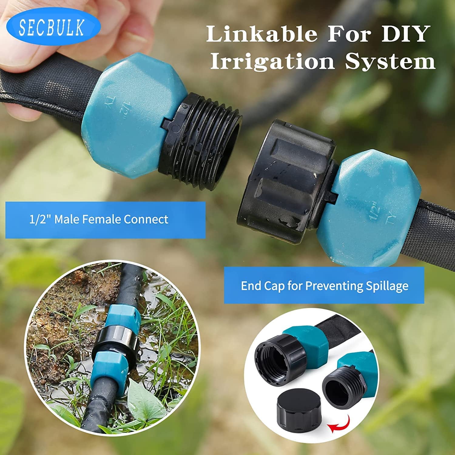 MKEUDQ-2025 Flat Soaker Hose 25 ft for Garden, 25' Linkable Drip Hose Diy Garden Irrigation System Saving 80% Water, Dual-layer Leak-free Design Water Hose with Holes