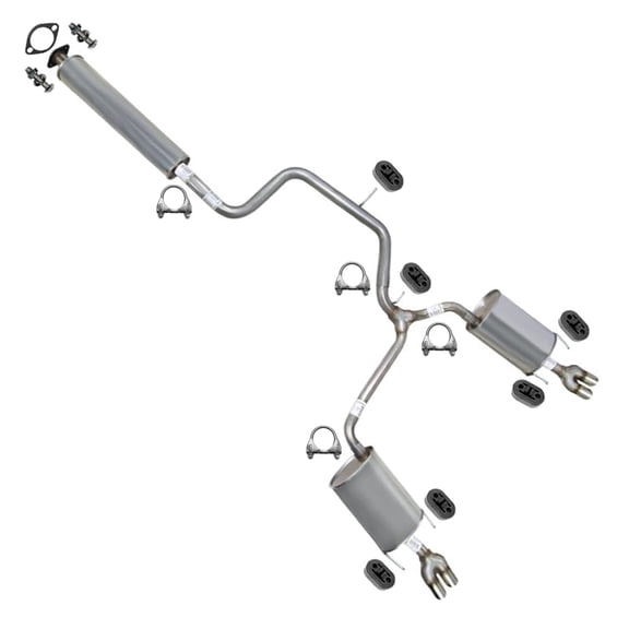Northeastern Exhaust Resonator, Y-Pipe & Muffler Exhaust System Kit Fits 2003-2008 Pontiac Grand Prix 3.8L - Direct Fit | Stainless Steel | Includes Gaskets, Clamps, Hangers & Bolt Kit