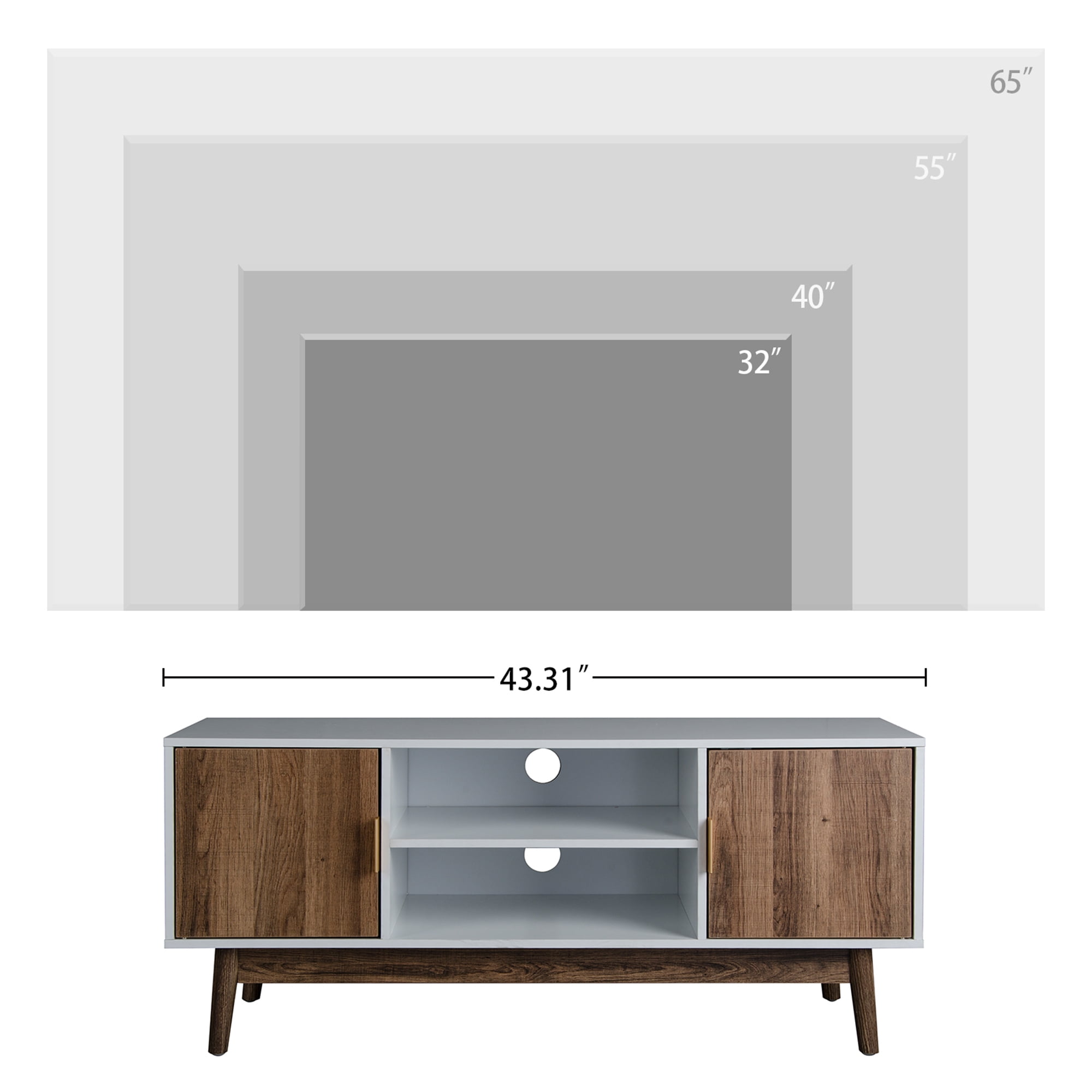Kadyn TV Stand, Modern Entertainment Center for 51 inch TV, TV Stand Console with 2 Doors, Natural