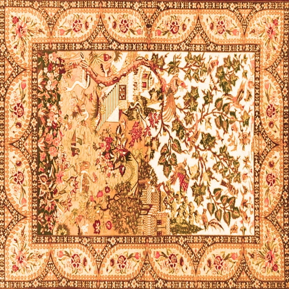 Ahgly Company Indoor Square Animal Orange Traditional Area Rugs, 6' Square