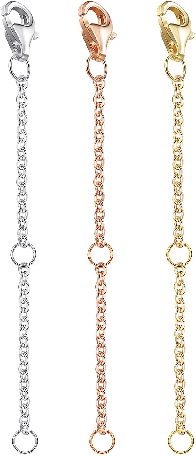 2 3 4 Silver Sterling Silver Necklace Bracelet Rolo Chain Extender 3pcs/Set