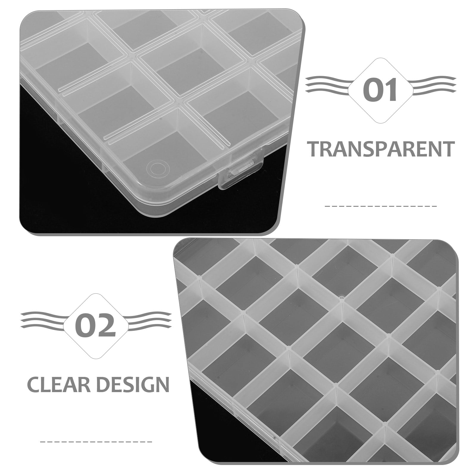 HONMEET 5-Pack Clear Plastic Bead Storage Boxes with Removable Dividers for Jewelry Making, Craft Supplies, and Small Item Organization