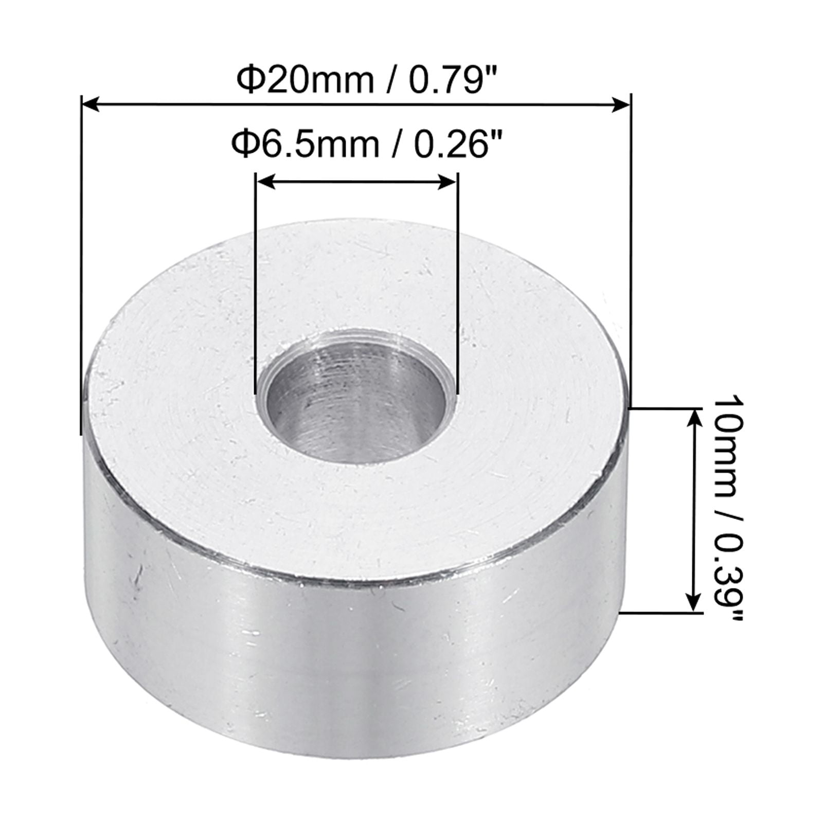 M6 Aluminum Spacers, 12 Pcs Metal Spacers Aluminum 6.5mm ID x 20mm OD x 10mm L Aluminum Spacer Screw Standoff Round for 1/4 or M6 Screw Bolts