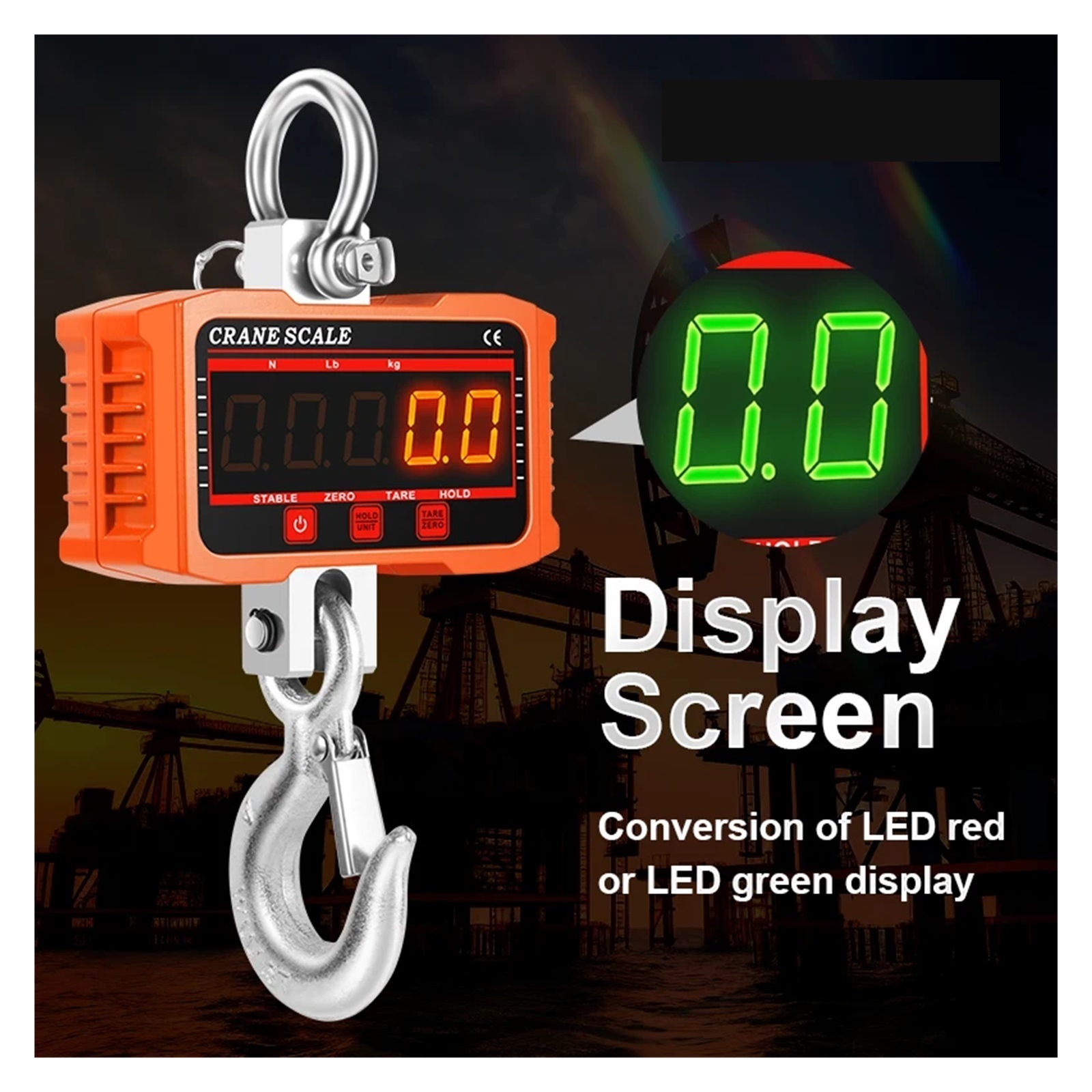 Digital Hanging Scale 1500kg/1000kg/500kg Crane Scale With 65ft Remote Control Heavy Duty LED Industrial Hook Weighing Scales ,Precise & Responsive