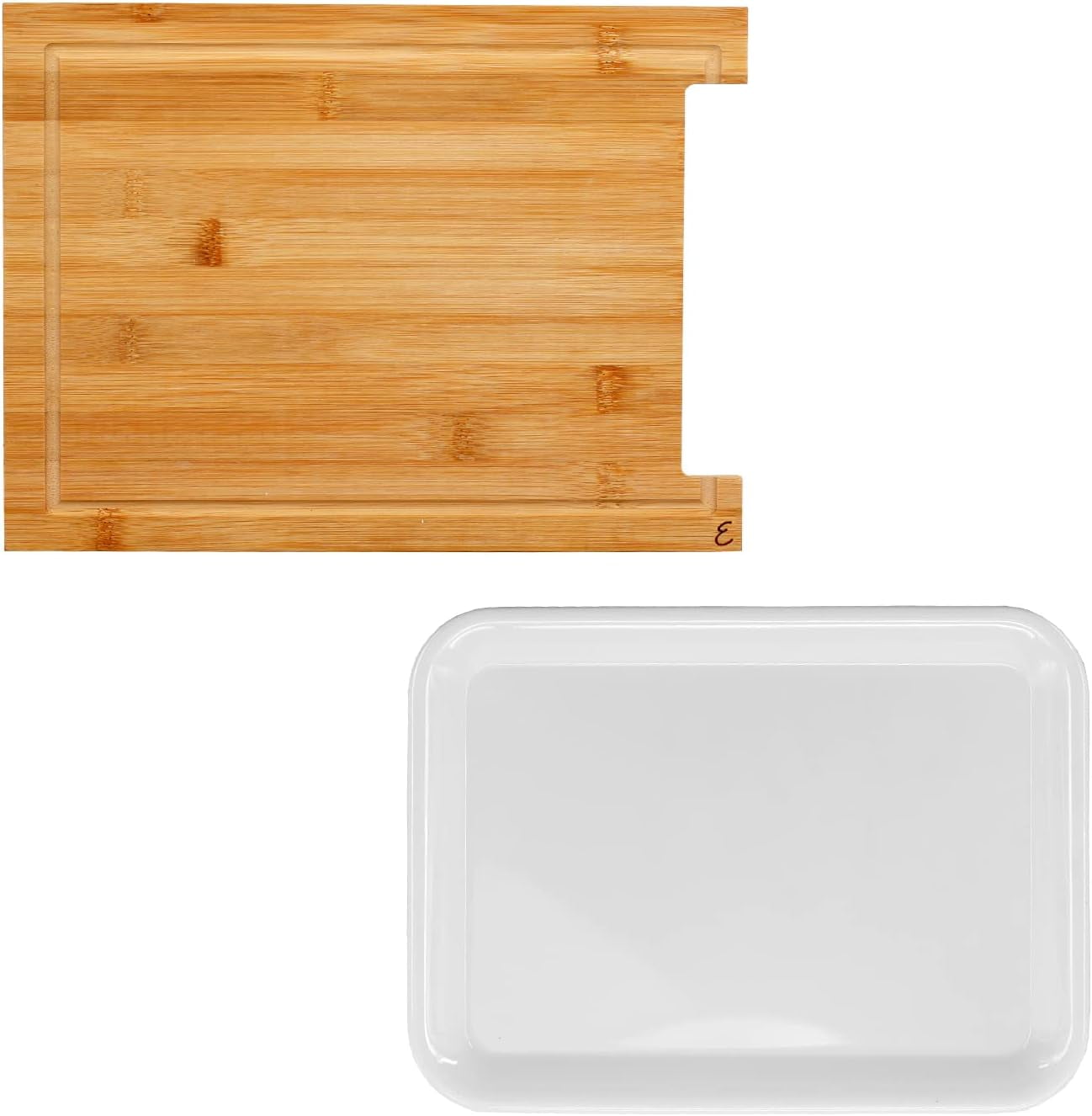 Emeril Lagasse Bamboo Cutting Board with Tray – Multifunction Wood Cutting Board with Pull-Out Container, Juice Groove, Anti-Skid Design, Kitchen Gift Idea