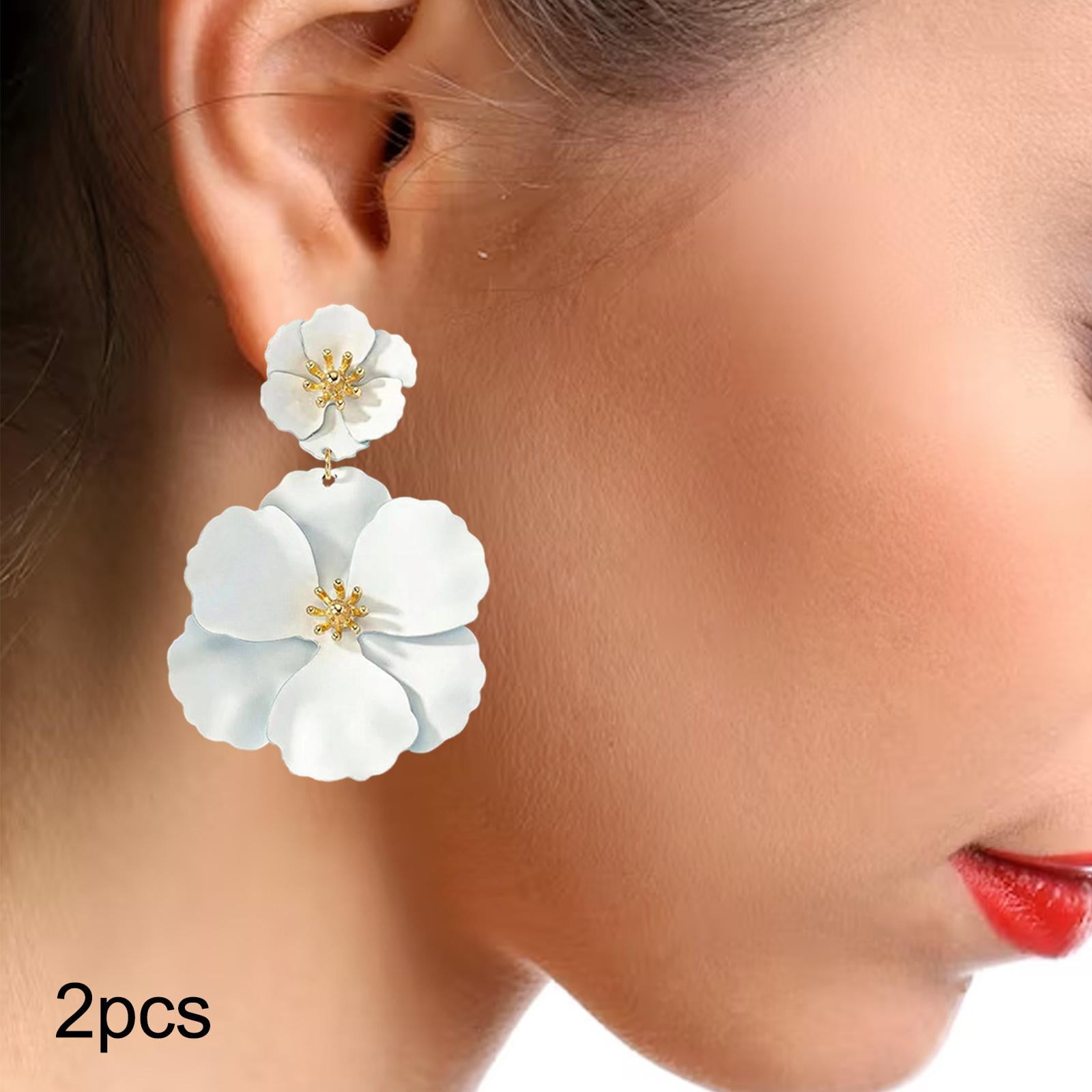 Flower Dangle Earrings Chic Floral Petal Earrings for Engagement Women Girls White Walmart
