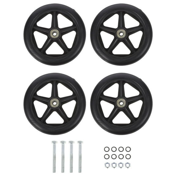 NUOLUX 4Pcs Universal Wheelchair Front Wheel Replacement Non Slip Wear Resistant 6 Inches