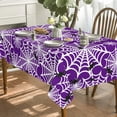 thumbnail image 3 of Halloween Tablecloth 60x84 Inch Rectangular, Spider Web Pattern Cobweb Scary Themed Washable Table Cover for Party Picnic Dinner Decor Purple, 3 of 6