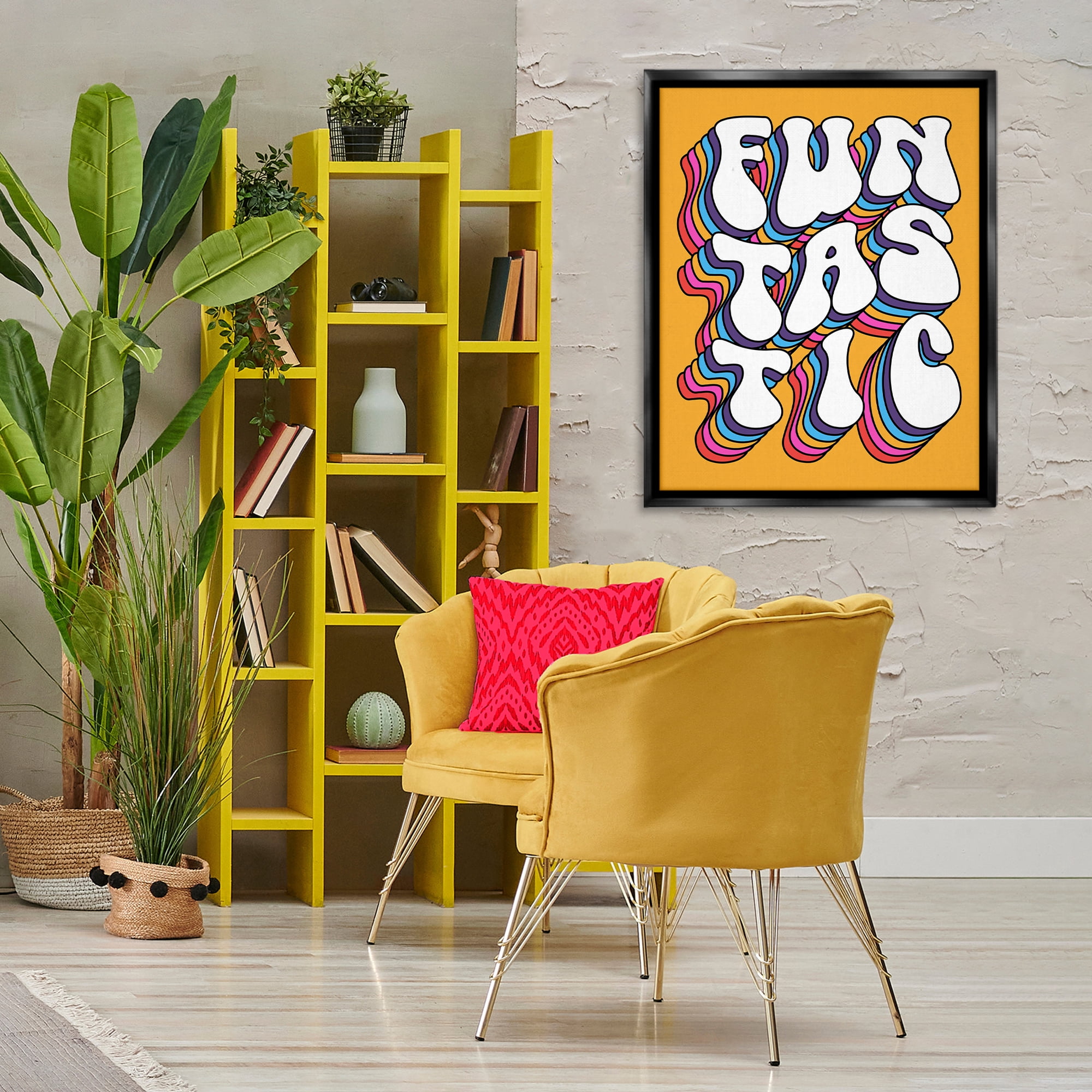 Stupell Industries Funtastic Groovy Typography Text & Numbers Painting Black Floater Framed Canvas Art Print Wall Art, 25 x 31