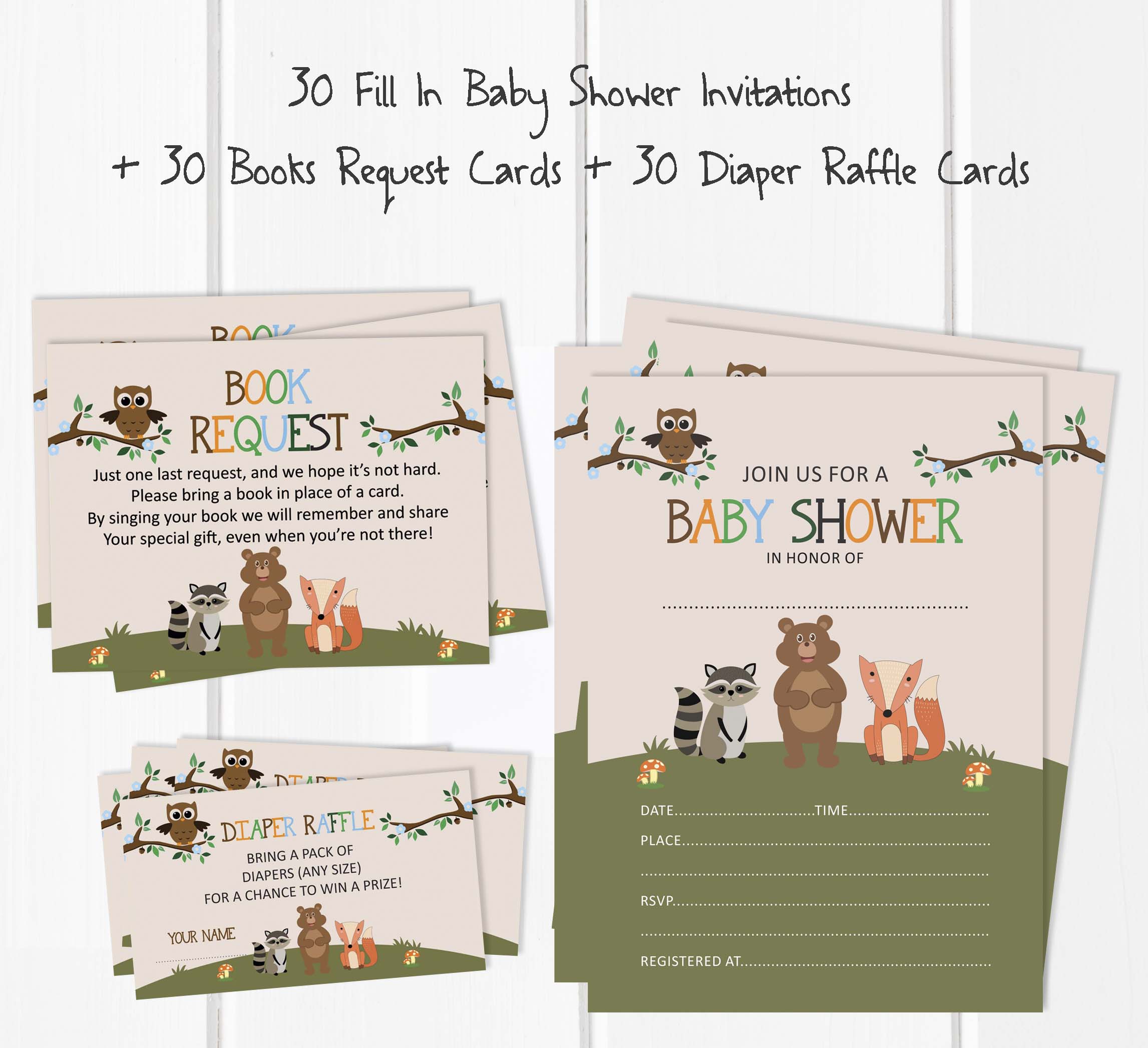 Inkdotpot Set Of 30Jungle Animals Baby Shower Invitations-Diaper Raffle Tickets And Baby Shower Book Request Cards Gender Neutral Invites Its A Boy Its A Girl