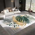 thumbnail image 2 of Area Rugs, Abstract Palm Leaf Gold Foil Rug Home Modern Carpet, Painted Style Carpet Non-Slip Carpets Rectangle Rug For Living Room, Bedroom, Office And Indoor Decoration, 2 of 7