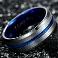 thumbnail image 3 of NUNCAD Tungsten Ring for Men Women 8mm Blue Channel/Steel Color Frosted Tungsten Carbide Ring, 3 of 5