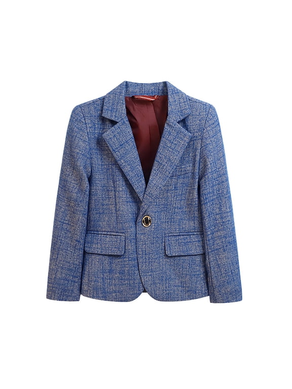 Boys Jacket Blazer Long Sleeve Lapel Button down Plaid Girls Suit Coats,Little Boys