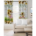 thumbnail image 2 of Spring Sunflowers Blackout Curtains 90 Inches Long, Country Bicycles Yellow Flowers Wooden Thermal Insulated Black Out Curtains, Darkening Window Curtain for Bedroom Living Room 52"x90" 2 Panels, 2 of 9