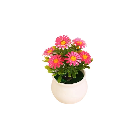 Artificial Flower Arrangement with Pot – Fake Plastic Floral Decor for Home, Office, Wedding Table Centerpiece, Reusable and Maintenance-Free