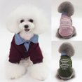 thumbnail image 1 of Flmtop Pet Cat Letter Printed Fake Two Pieces Turn-down Collar Sweater Dog Clothes Wine Red, 1 of 9