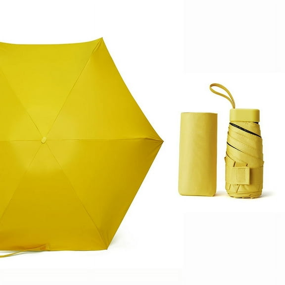 ERDOUY 1pcs 6 bonesTravel Sun&rain Umbrella Mini Folding Travel Compact and Lightweight UV Protection Clear Umbrella with Case 35.4inch Pocket Umbrella for Men Women Kids（Orange）