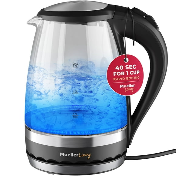Tetera eléctrica MuellerLiving Glass con luz LED de 1,5 L y 1500 W