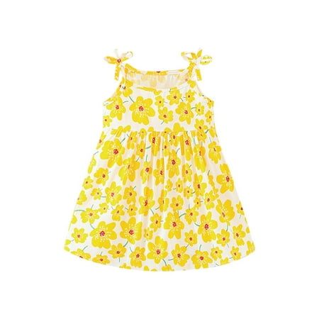 

Penkiiy Summer Toddler Baby Girls Sleeveless Sling Dress Graphic Print Children s Clothing Easter Dresses for Toddler Girls 3-4 Years Yellow On Clearance
