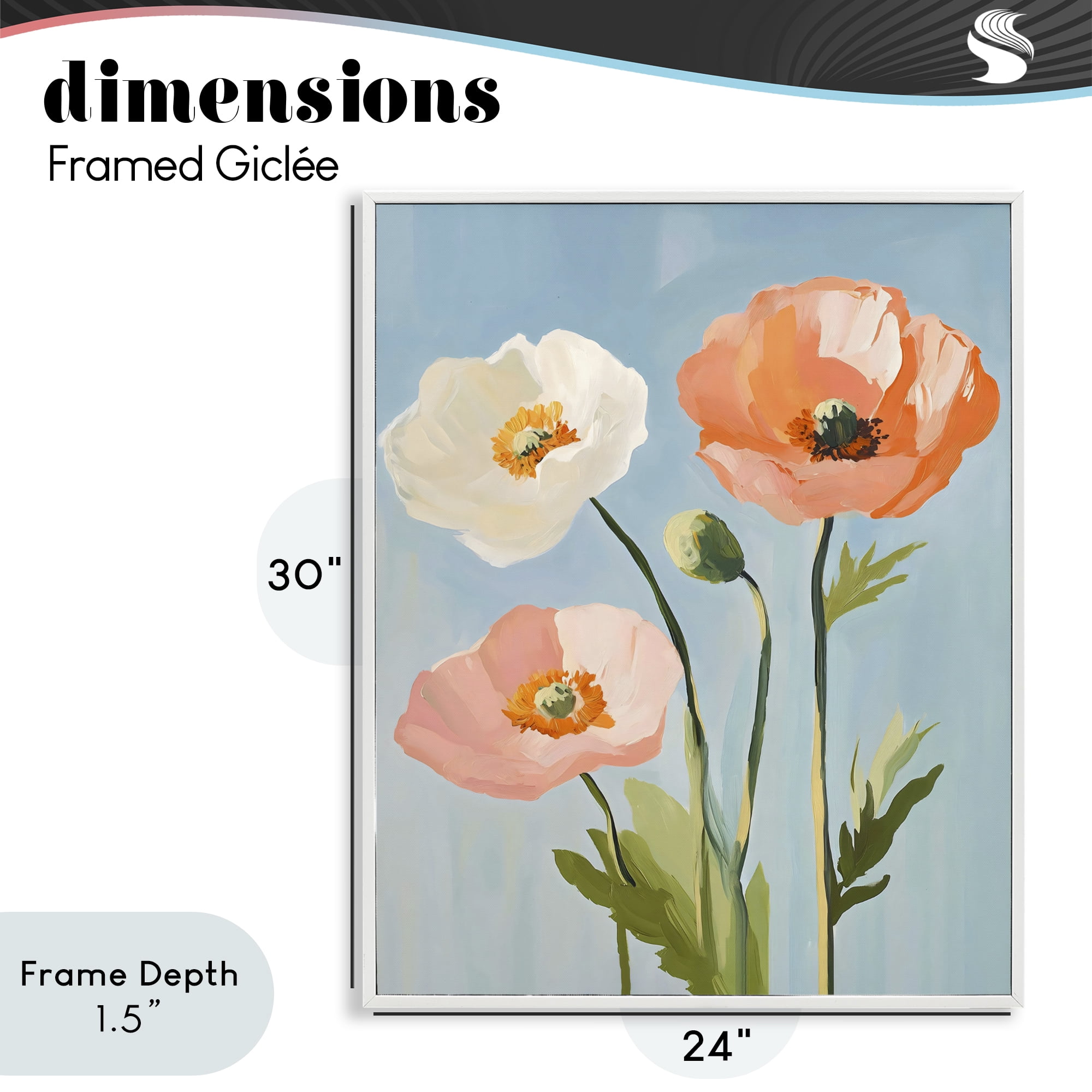 Stupell Industries Pastel Poppy Blooming Trio White Framed Giclee Art, design by The Prints Vibe