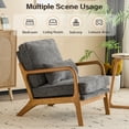 thumbnail image 3 of Capri Modern Accent Chair, Mid-Century Solid Wood Arm Chair, Upholstered Reading Chair with Lumbar Pillow, Sofa Side Chairs for Living Room Bedroom Guest Room, Dark Gray, 3 of 9