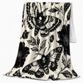 thumbnail image 2 of Gothic Death Moth Botanical Floral Gothic Motif, Cozy Friendship Quote Scene, Warm Flannel Blanket for Living Room and Reading Nook, Art Lovers Friendship Gift, Artistic Home Decor, 2 of 9