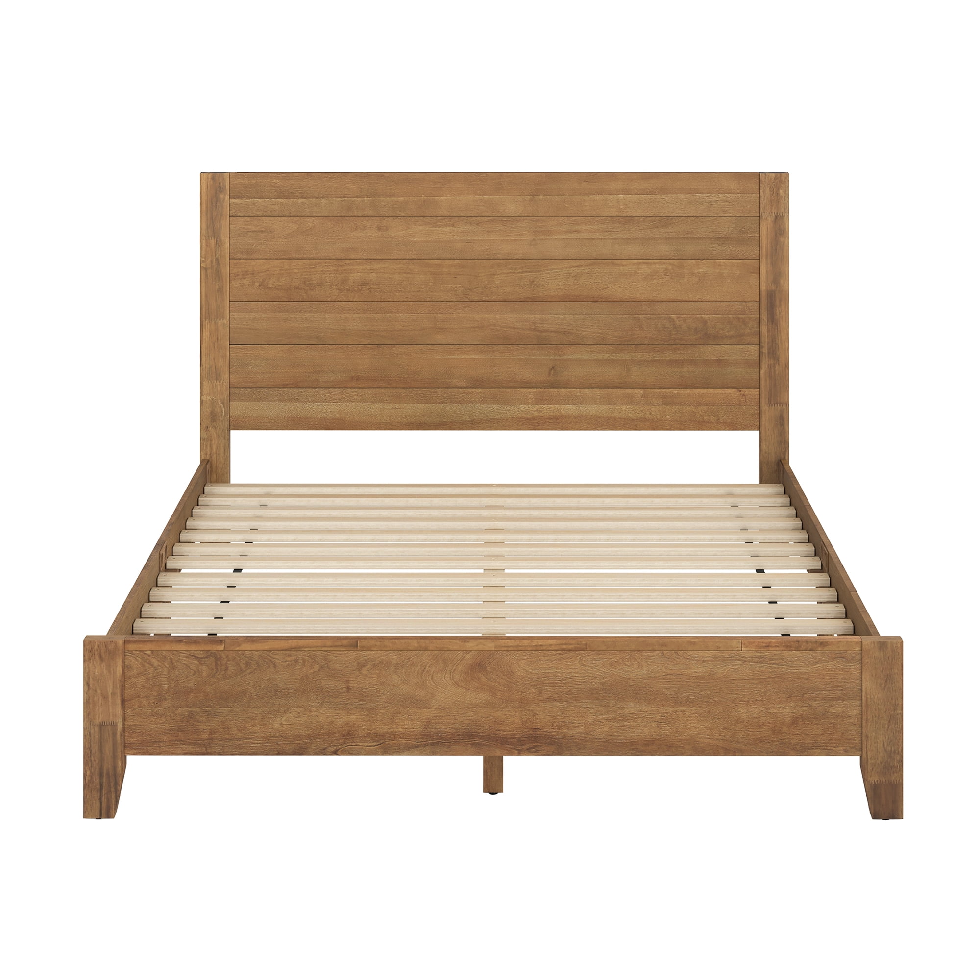 DYCANPO Queen Bed Frame with Headboard, Acacia Wood Platform, Non-Slip&Without Noise, Dark Wood