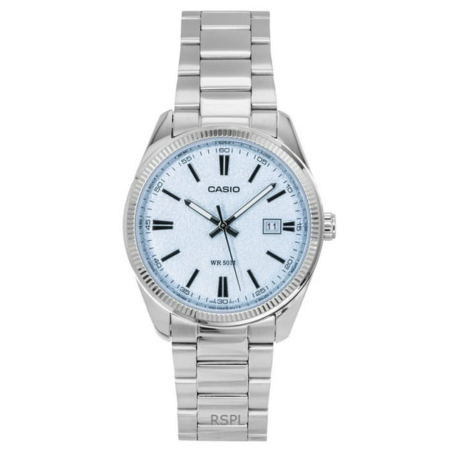Casio Standard Montre pour Homme Analogique en Acier Inoxydable, Cadran Bleu Pâle, Quartz MTP-1302DA-2A2V