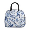 thumbnail image 2 of Obrewu Blue Pioneer Flower and Bird Lunch Bag for Adult, Insulated, Leakproof, Oxford Cloth, 2 of 7