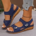 thumbnail image 6 of Xdegoge Wedge Sandals for Women Summer Hook and Loop Straps Metallic Hardware Platform Walking Shoes Open Toe Casual Beach Dressy Footwear Non Slip Sole Ladies Sandals, 6 of 6